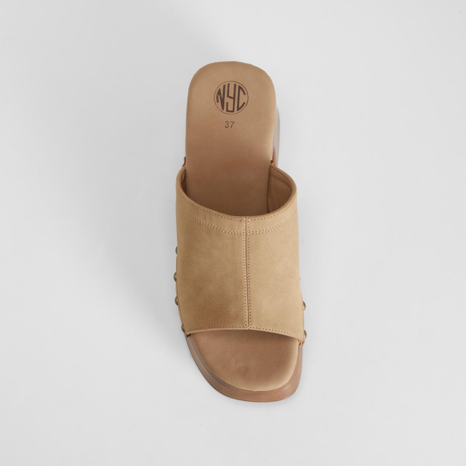 Sandalia chunky tacón marrón claro NYC