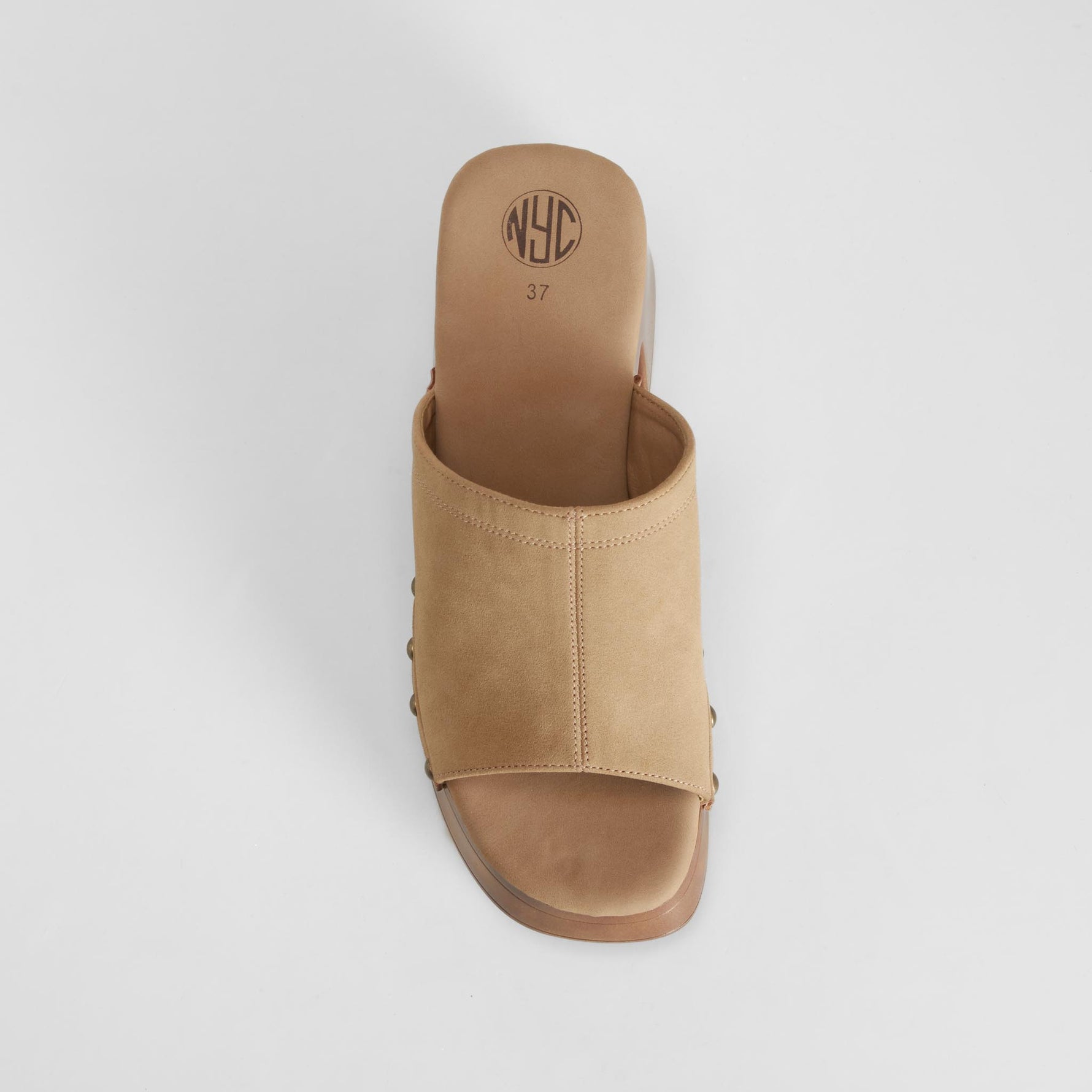 Sandalia chunky tacón marrón claro NYC