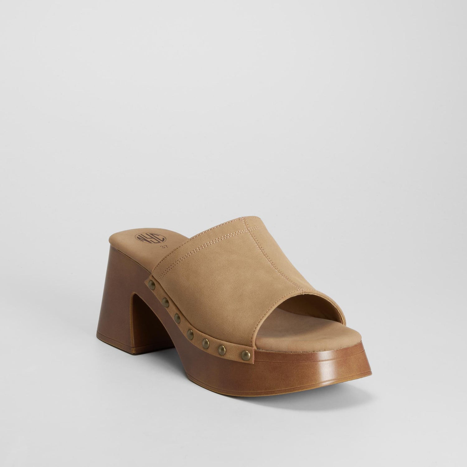 Sandalia chunky tacón marrón claro NYC