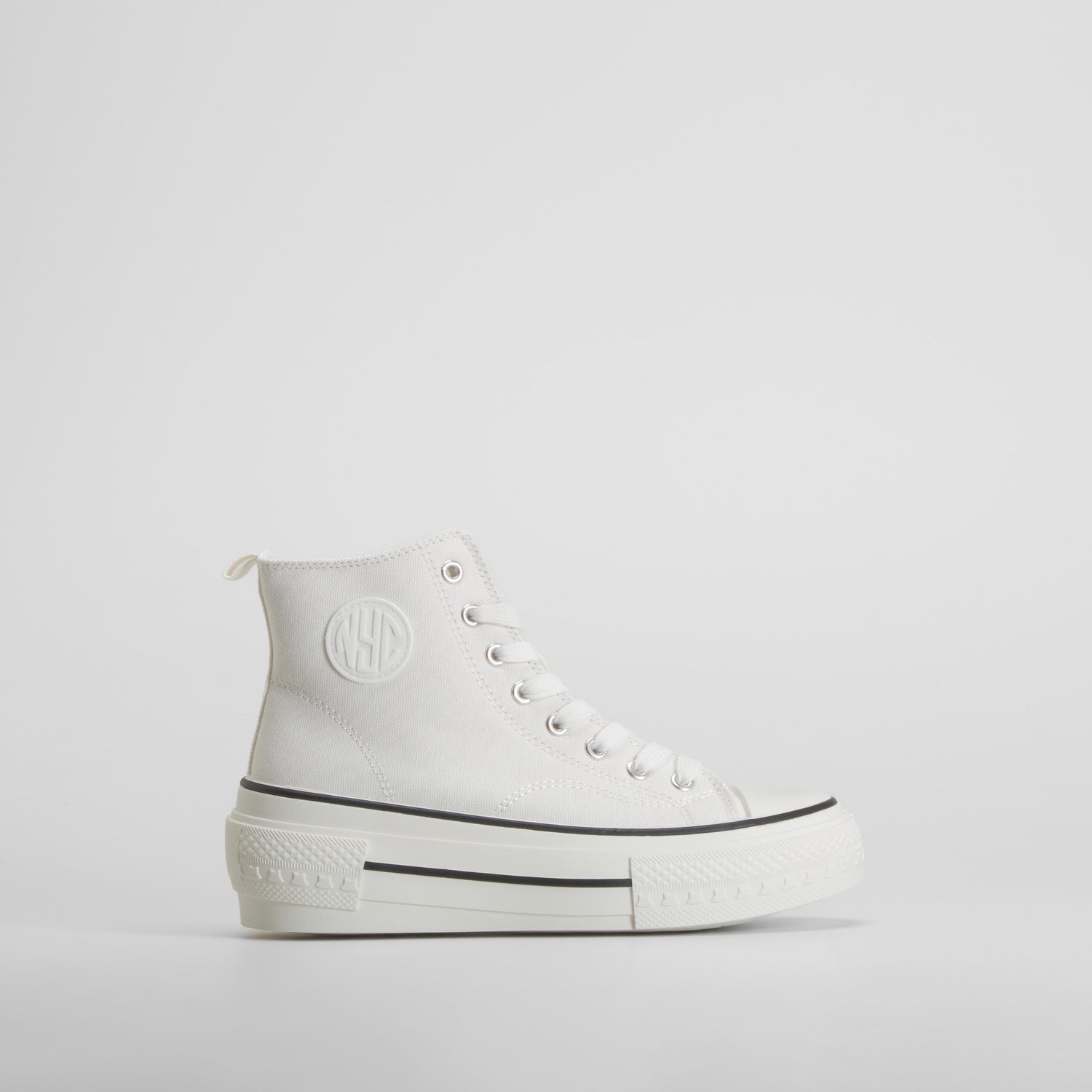 Zapatilla botín cuña lona blanca NYC