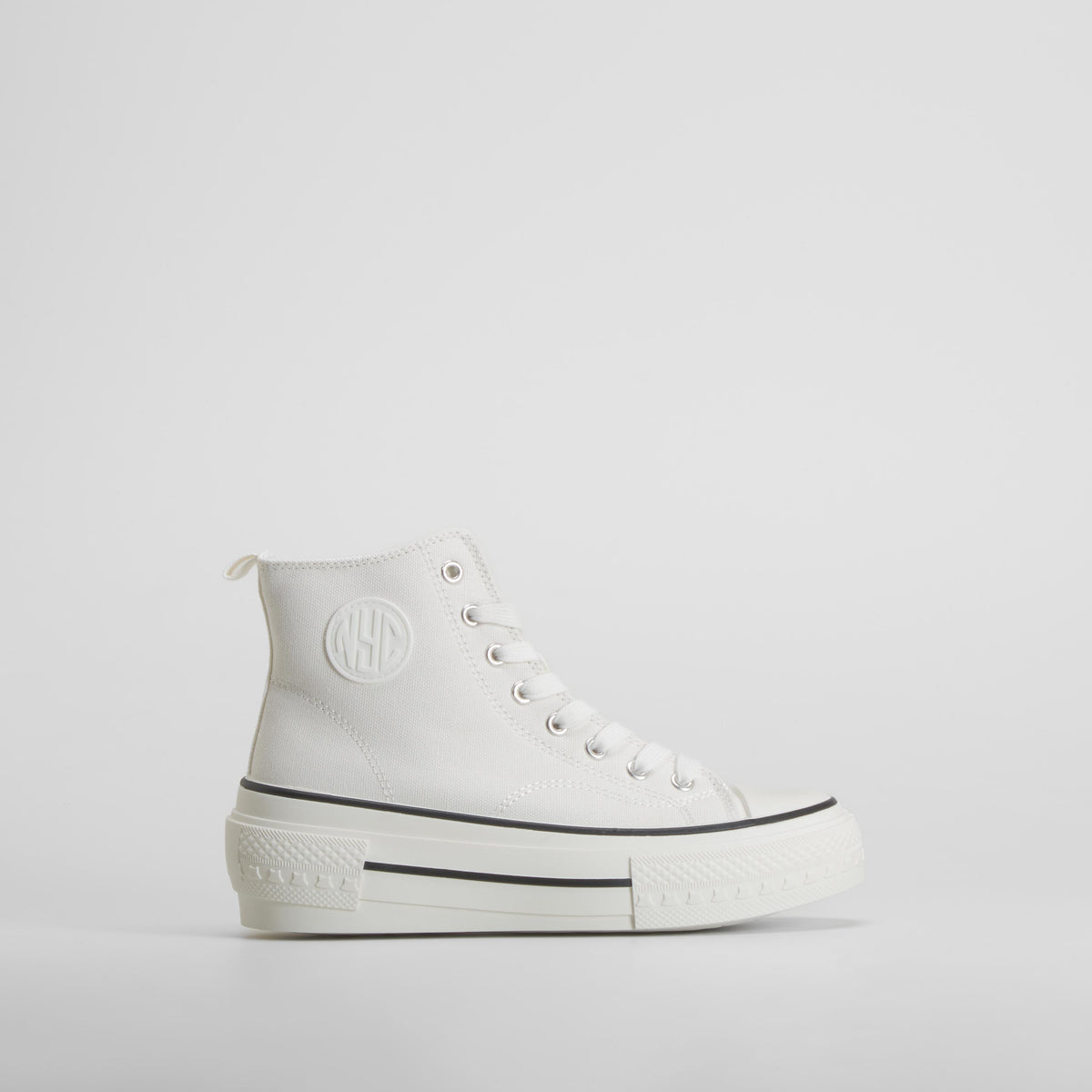 Zapatilla botín cuña lona blanca NYC
