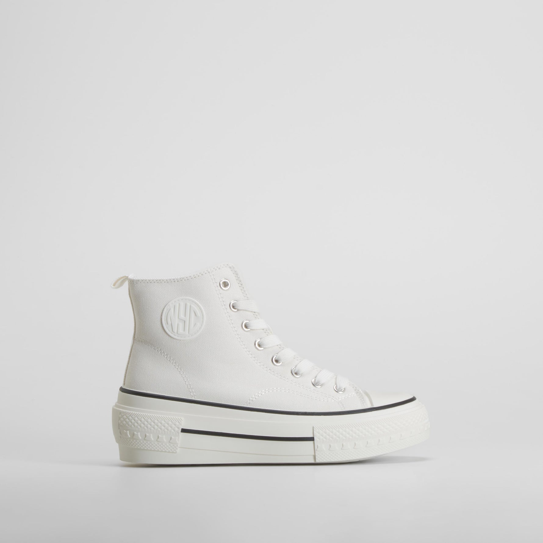Zapatilla botín cuña lona blanca NYC