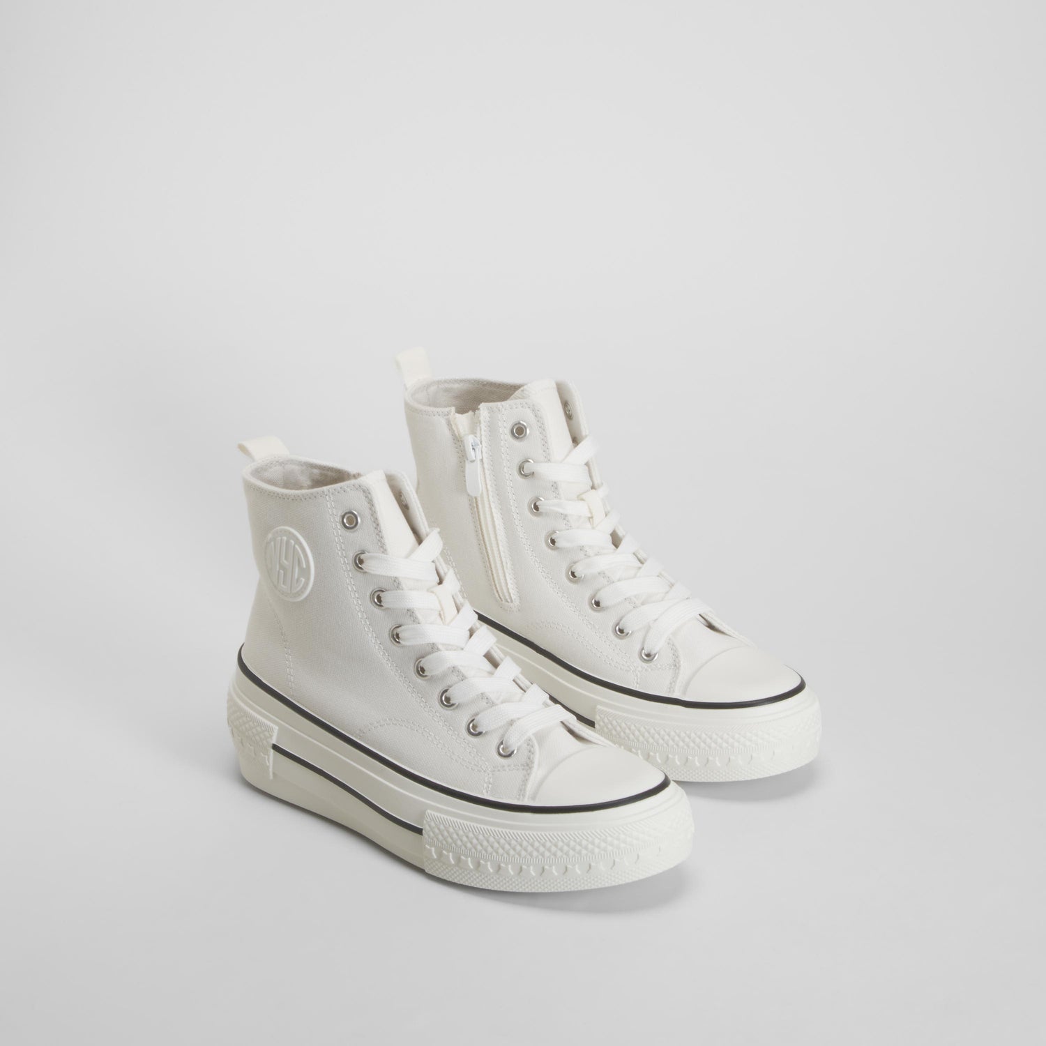 Zapatilla botín cuña lona blanca NYC