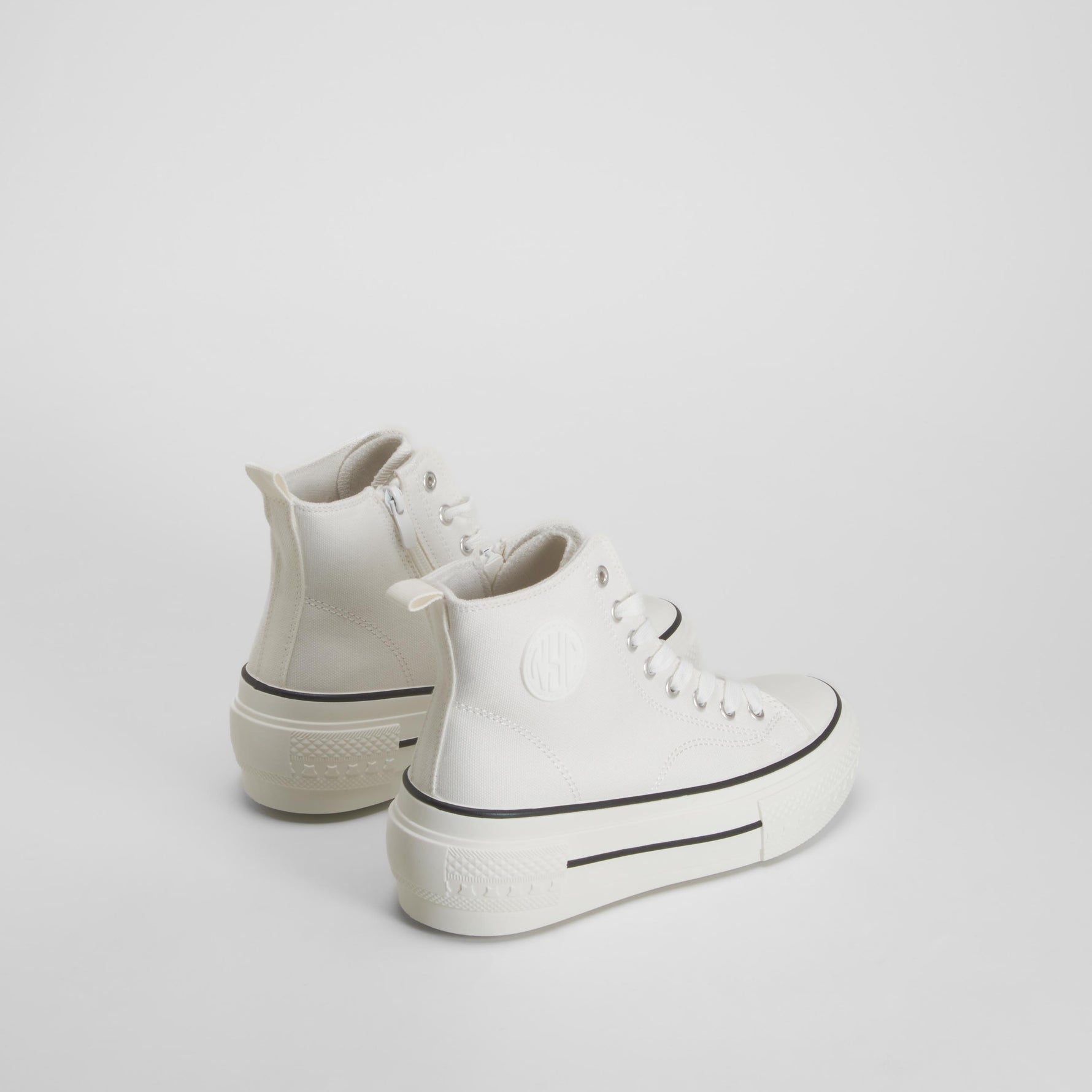 Zapatilla botín cuña lona blanca NYC