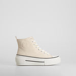 Zapatilla alta de lona cuña beige NYC
