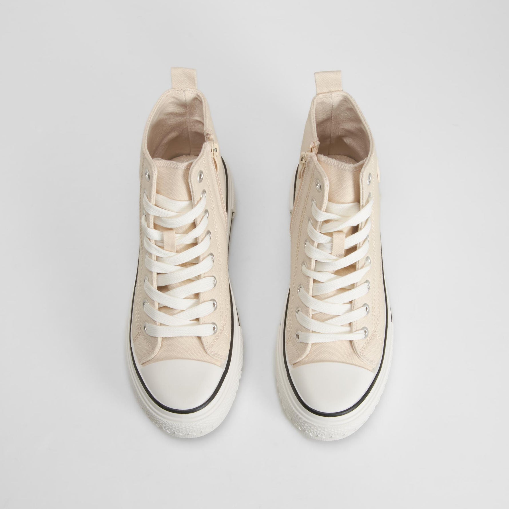 Zapatilla alta de lona cuña beige NYC