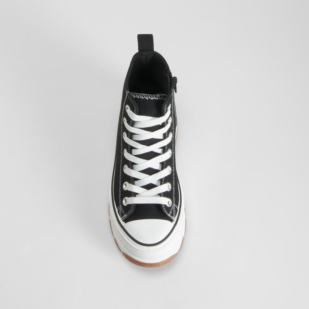 Zapatilla alta de lona chunky negra NYC