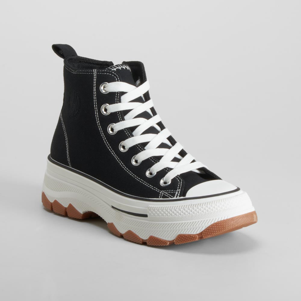 Zapatilla alta de lona chunky negra NYC