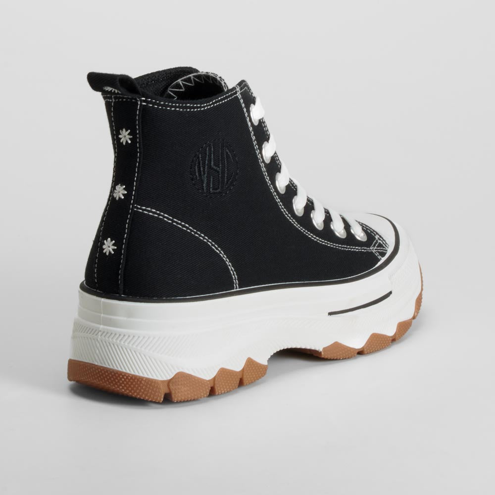 Zapatilla alta de lona chunky negra NYC