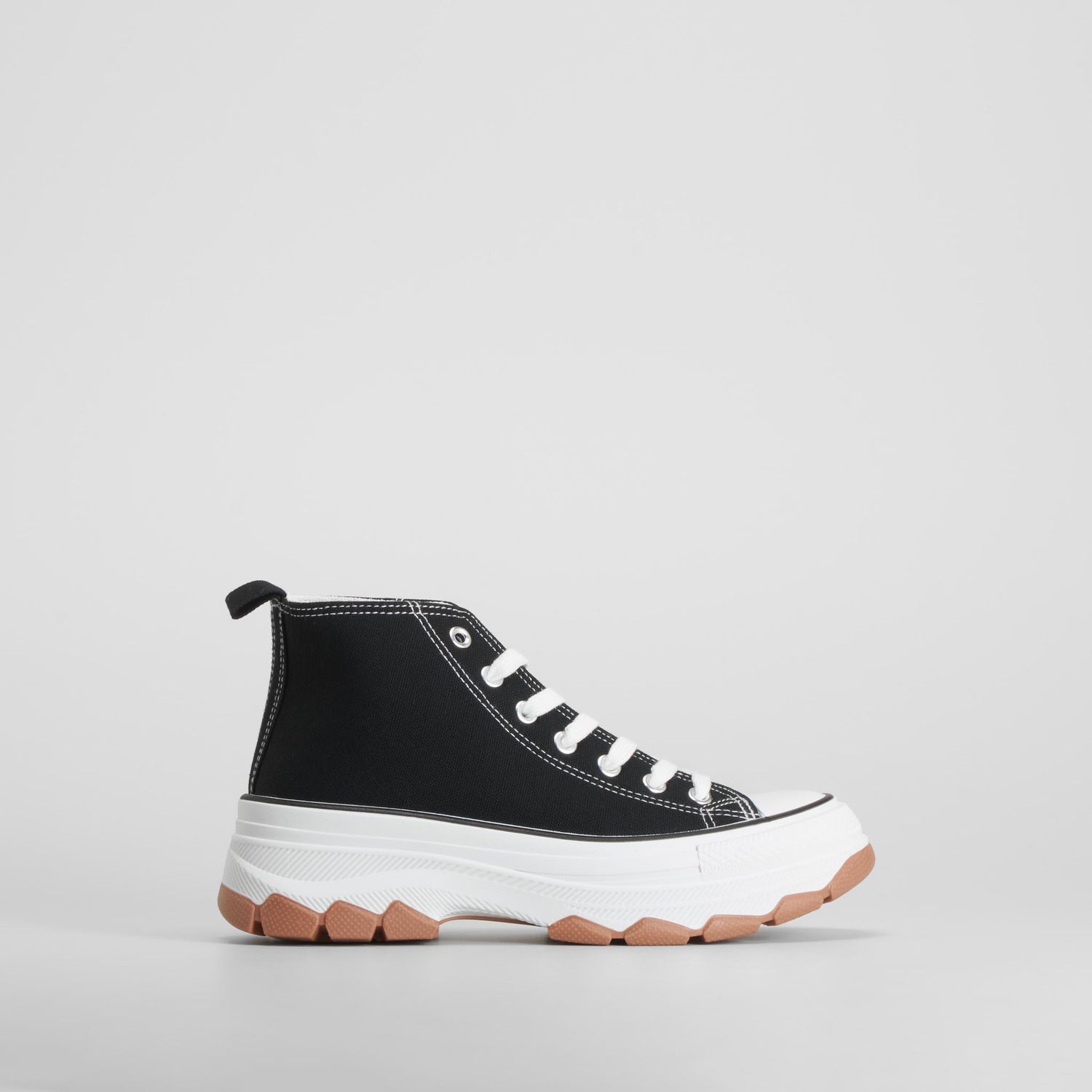 Zapatilla alta lona chunky negra NYC