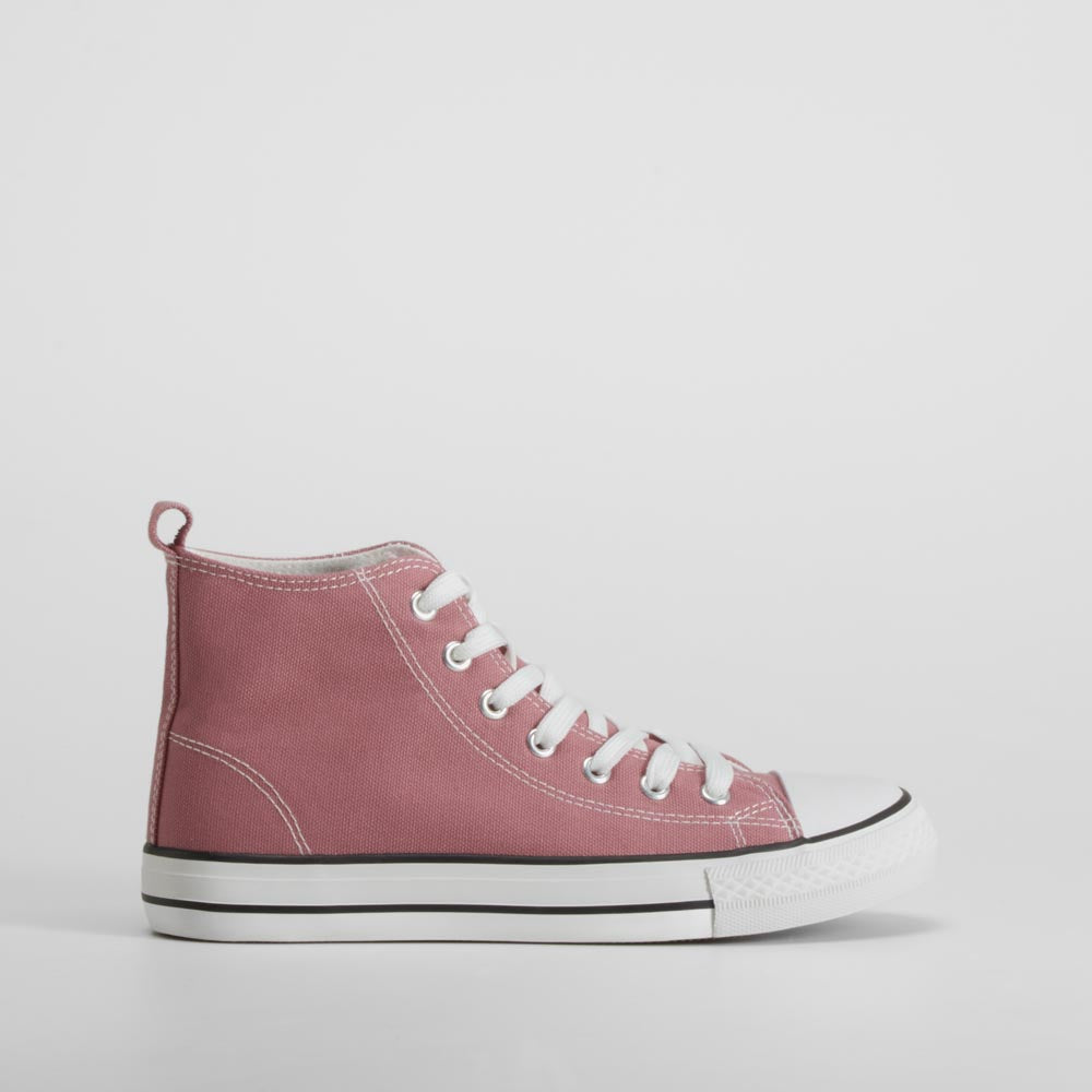 Zapatilla alta lona rosa NYC