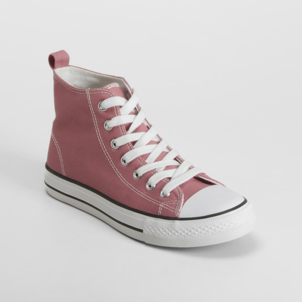 Zapatilla alta lona rosa NYC