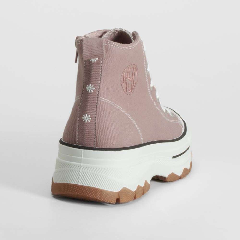 Zapatilla alta de lona chunky rosa NYC
