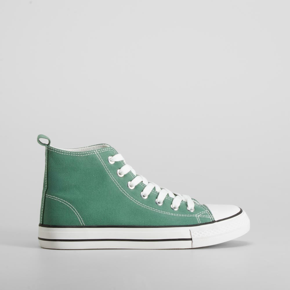 Zapatilla lona alta verde con cordones NYC