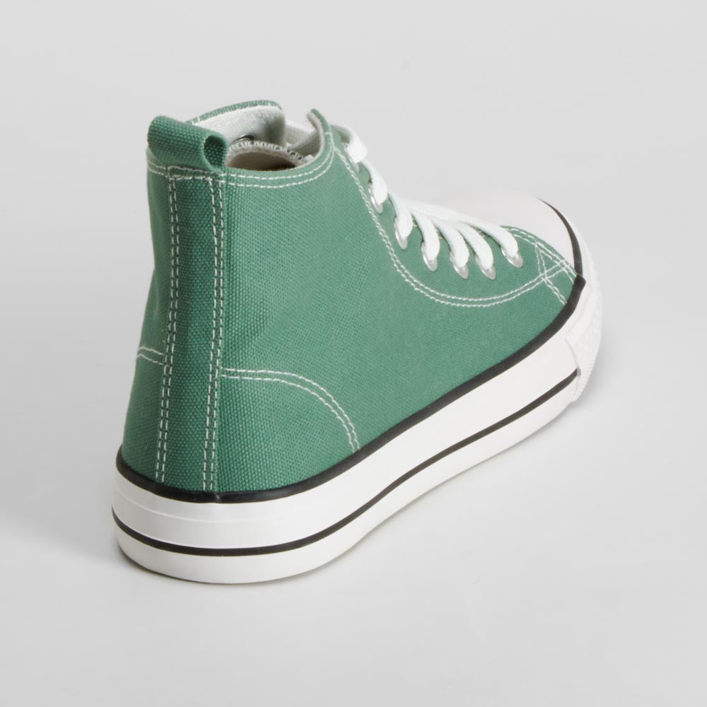Zapatilla lona alta verde con cordones NYC