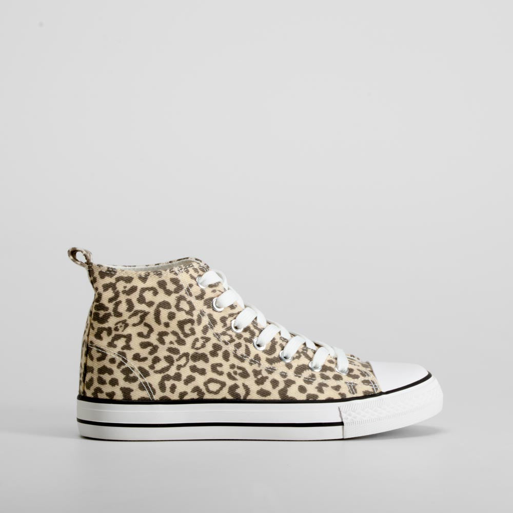 Zapatilla alta de lona animal print multicolor NYC