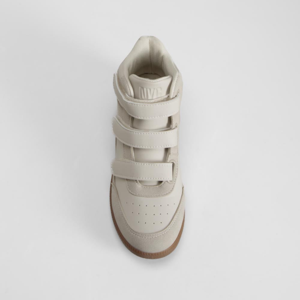 Botín cuña velcro beige NYC