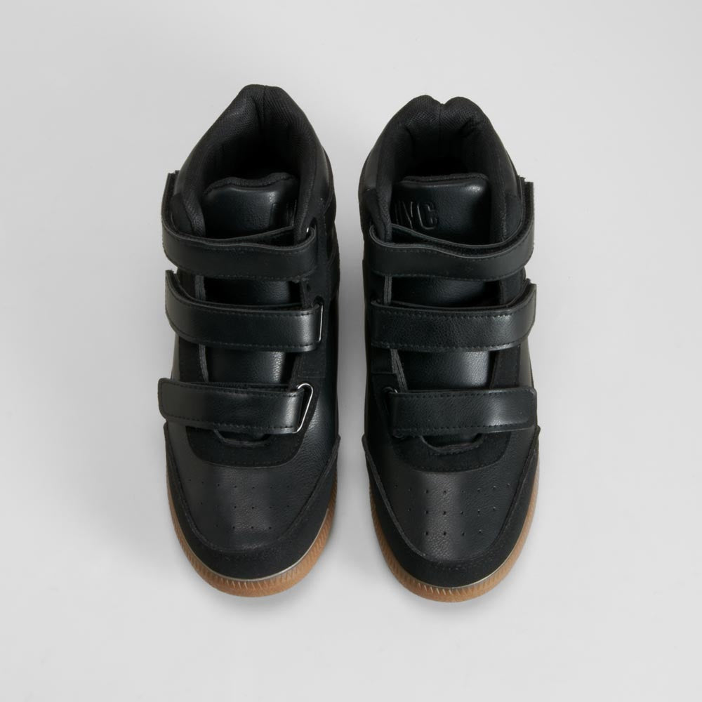 Botín cuña velcro negro NYC