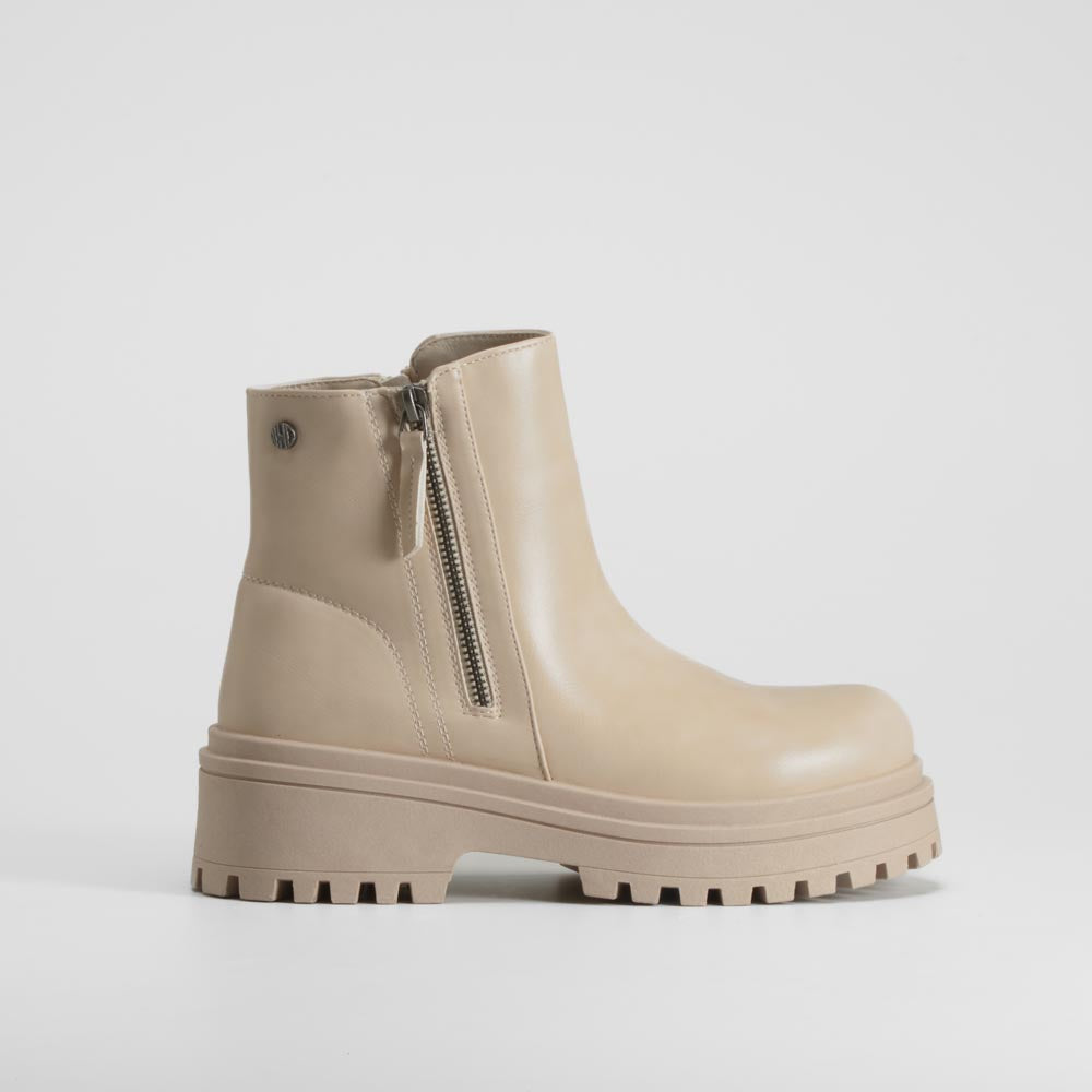 Botín beige plataforma cremallera NYC
