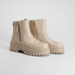 Botín beige plataforma cremallera NYC