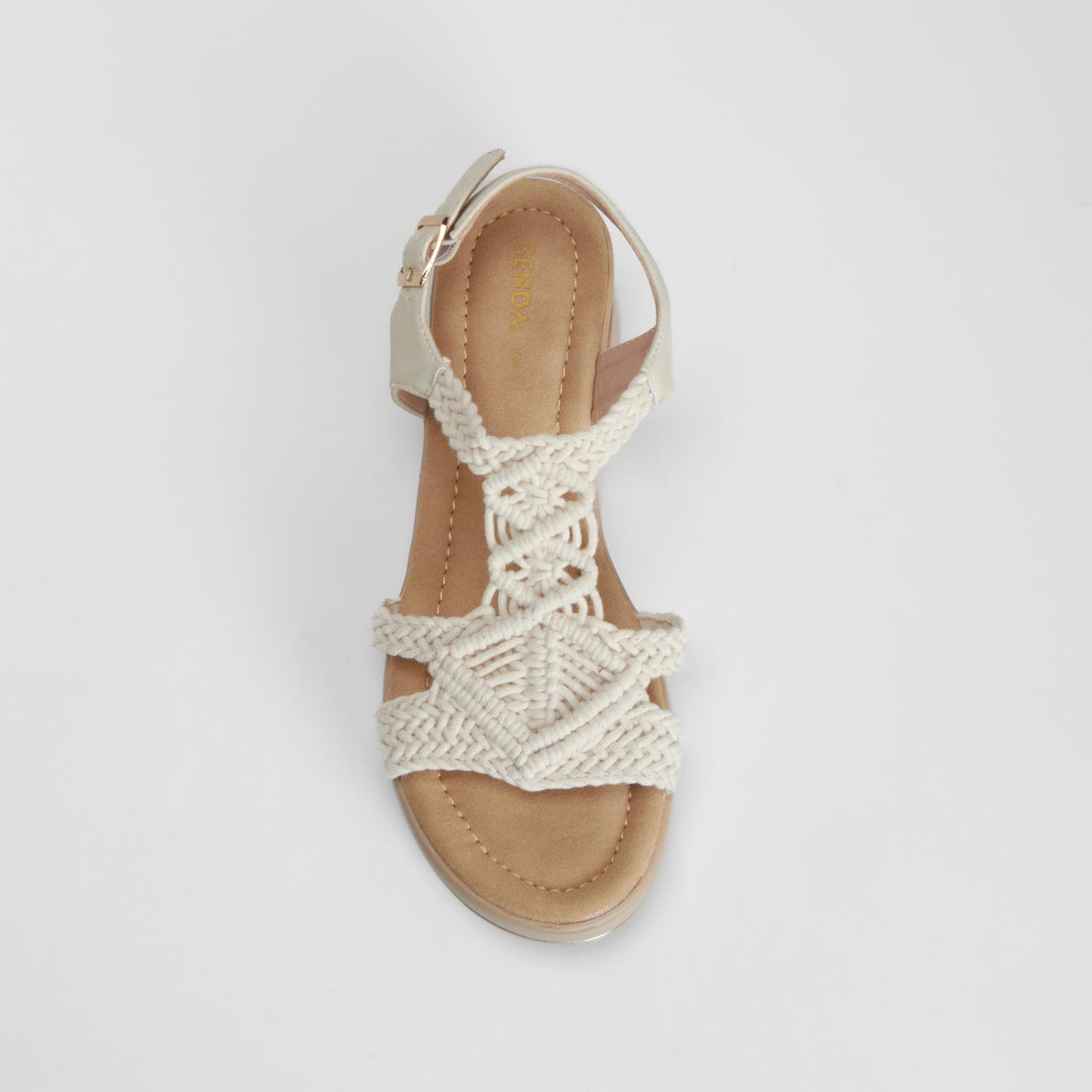 Sandalia cuña macramé beige SENDA ROAD