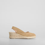 Alpargata yute cuña alta piel beige SENDA ROAD