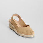 Alpargata yute cuña alta piel beige SENDA ROAD