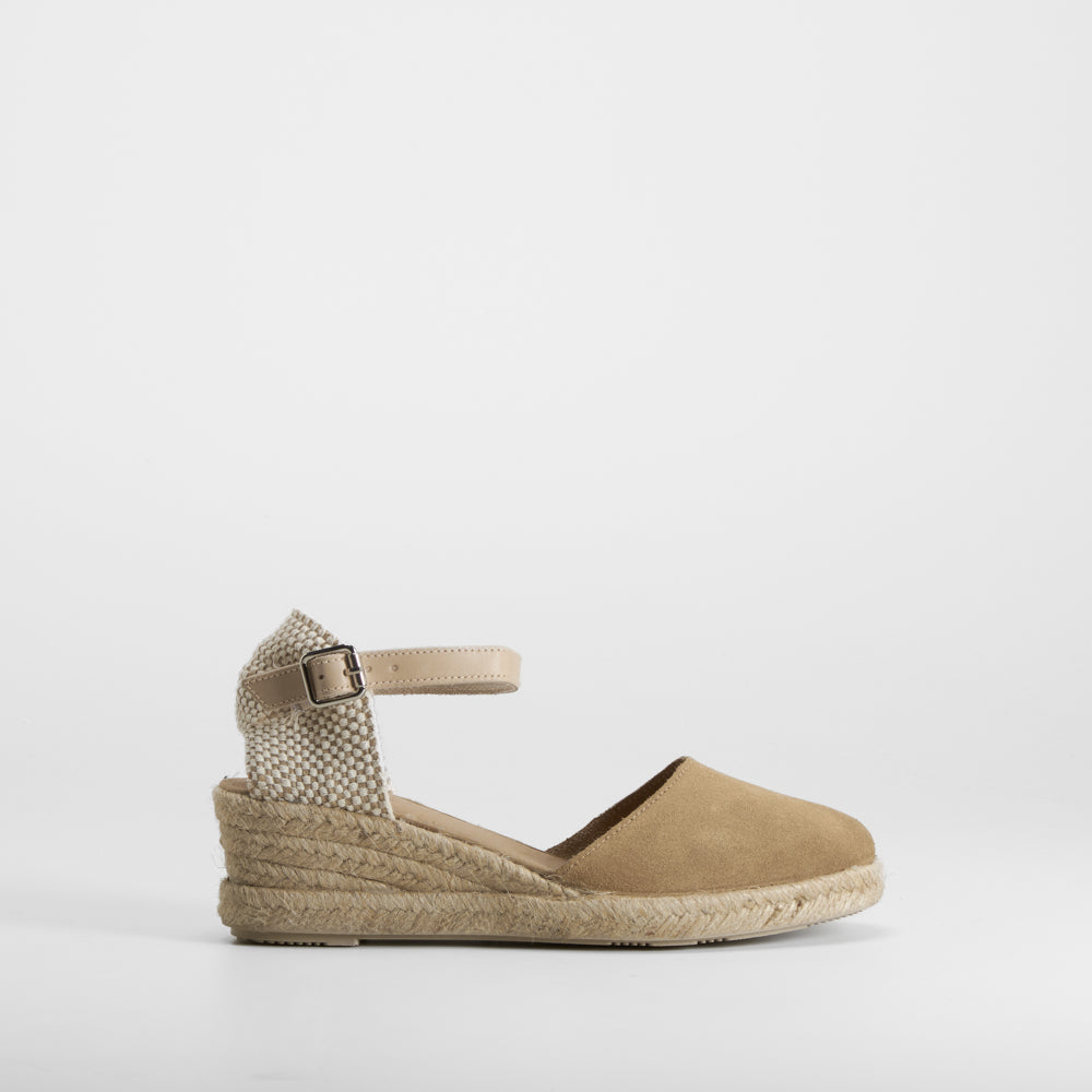 Sandalia cuña yute piel beige SENDA ROAD