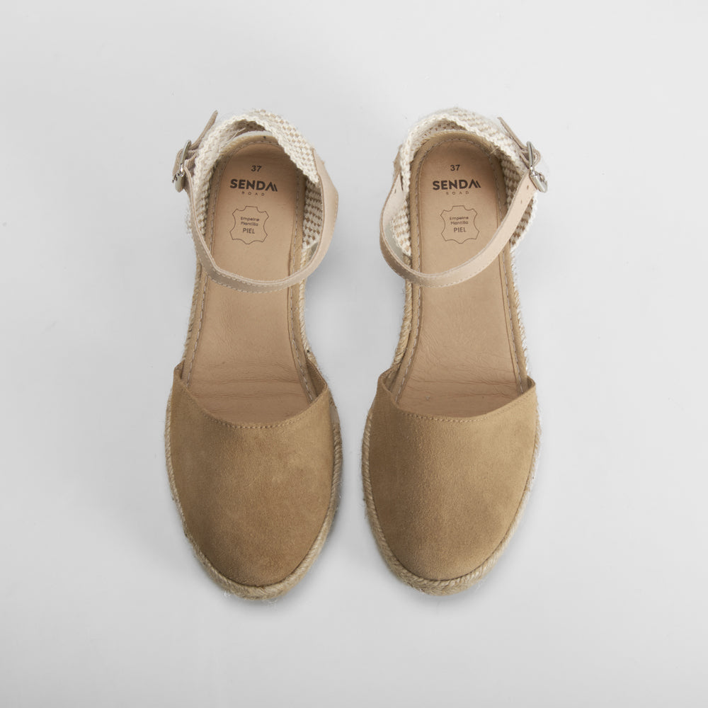Sandalia cuña yute piel beige SENDA ROAD