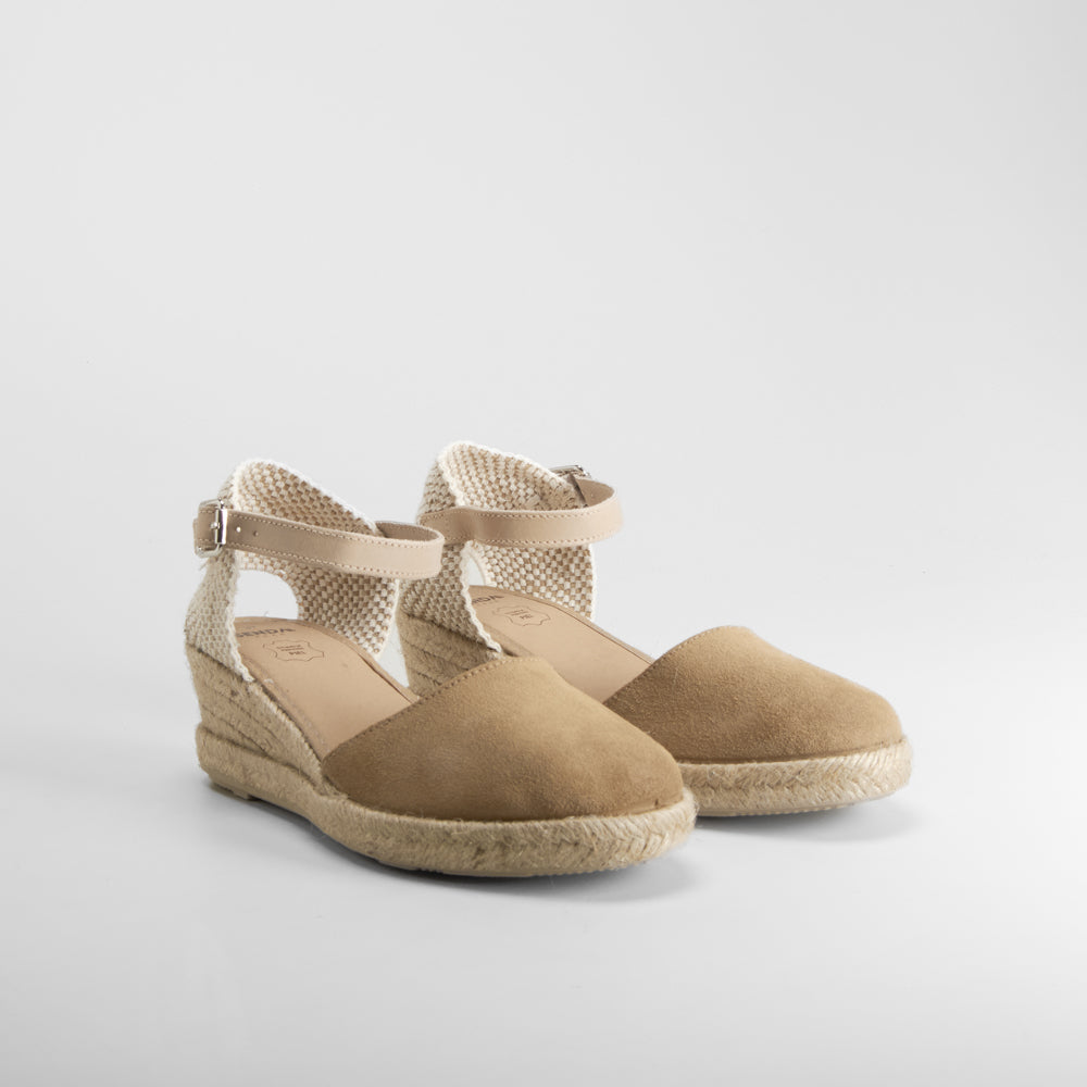 Sandalia cuña yute piel beige SENDA ROAD