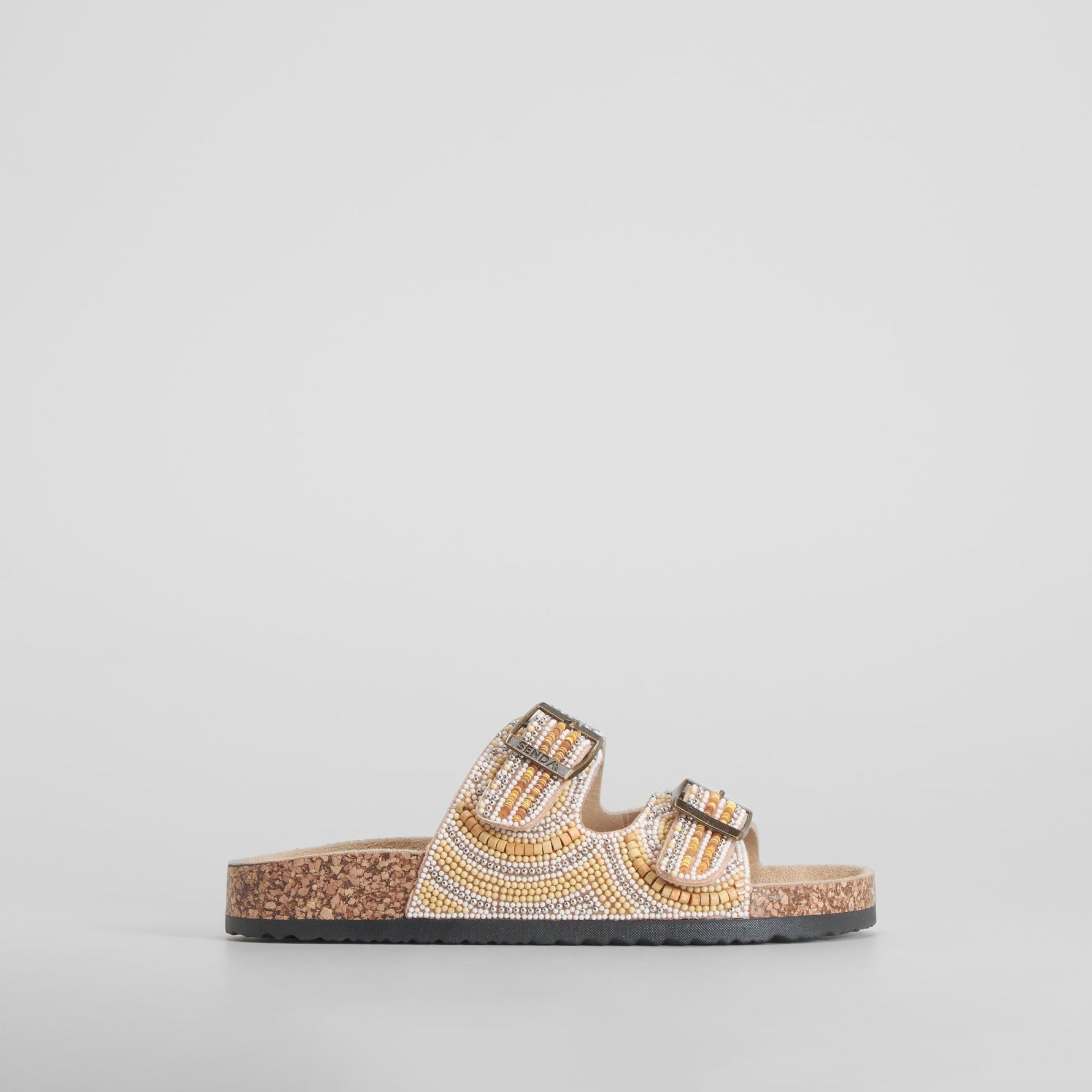 Sandalia bio abalorios hebillas beige SENDA ROAD