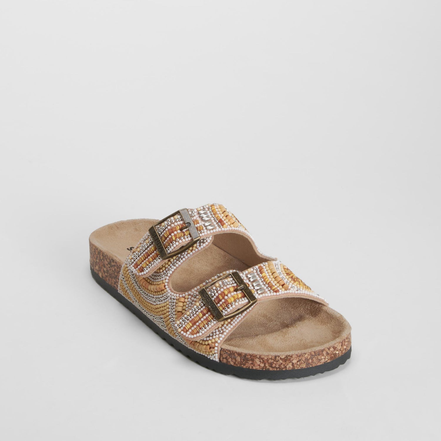 Sandalia bio abalorios hebillas beige SENDA ROAD