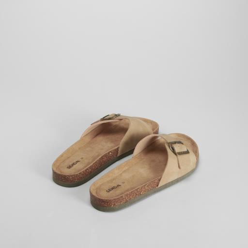 Sandalia bio corcho hebilla beige SENDA ROAD