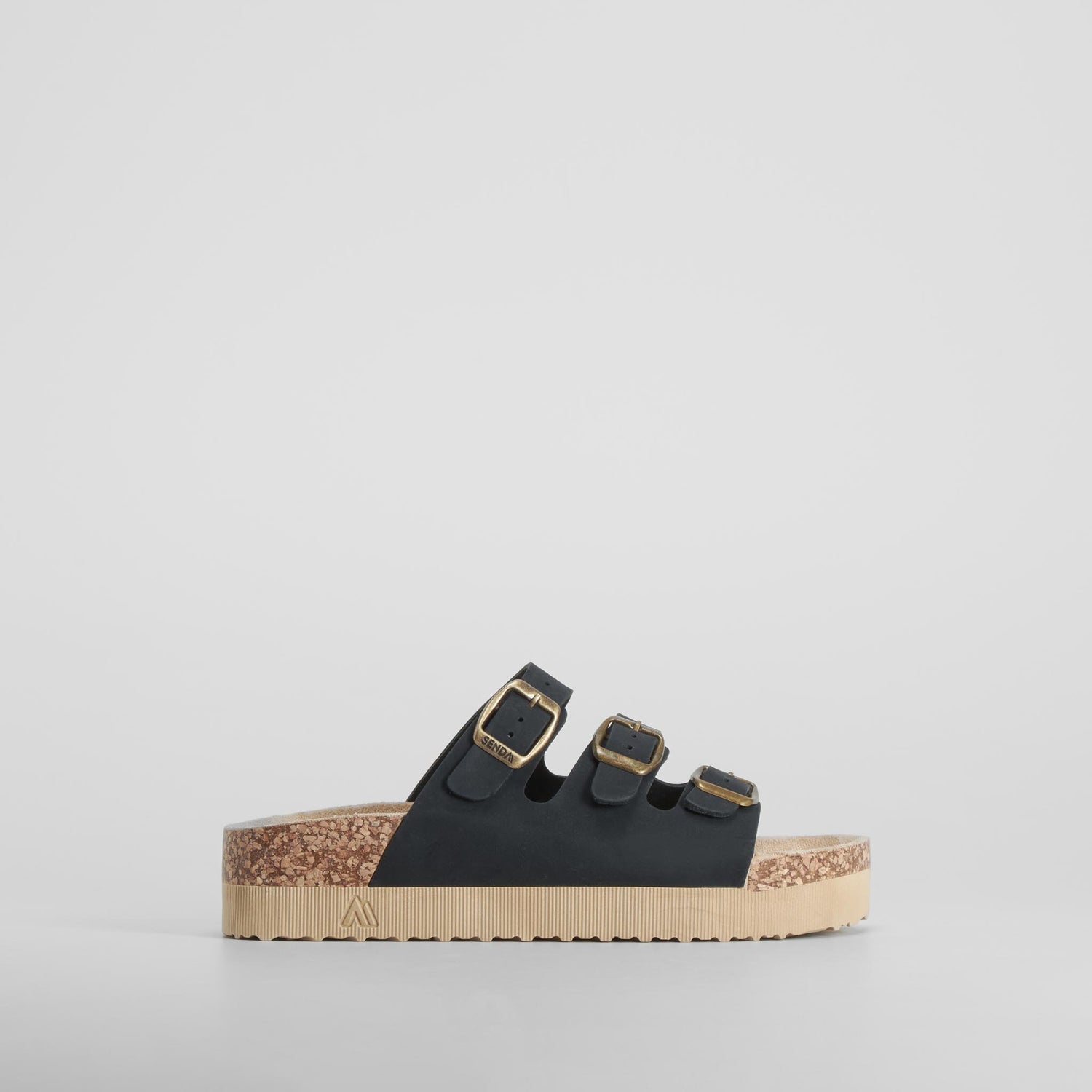 Sandalia bio tres hebillas negra SENDA ROAD
