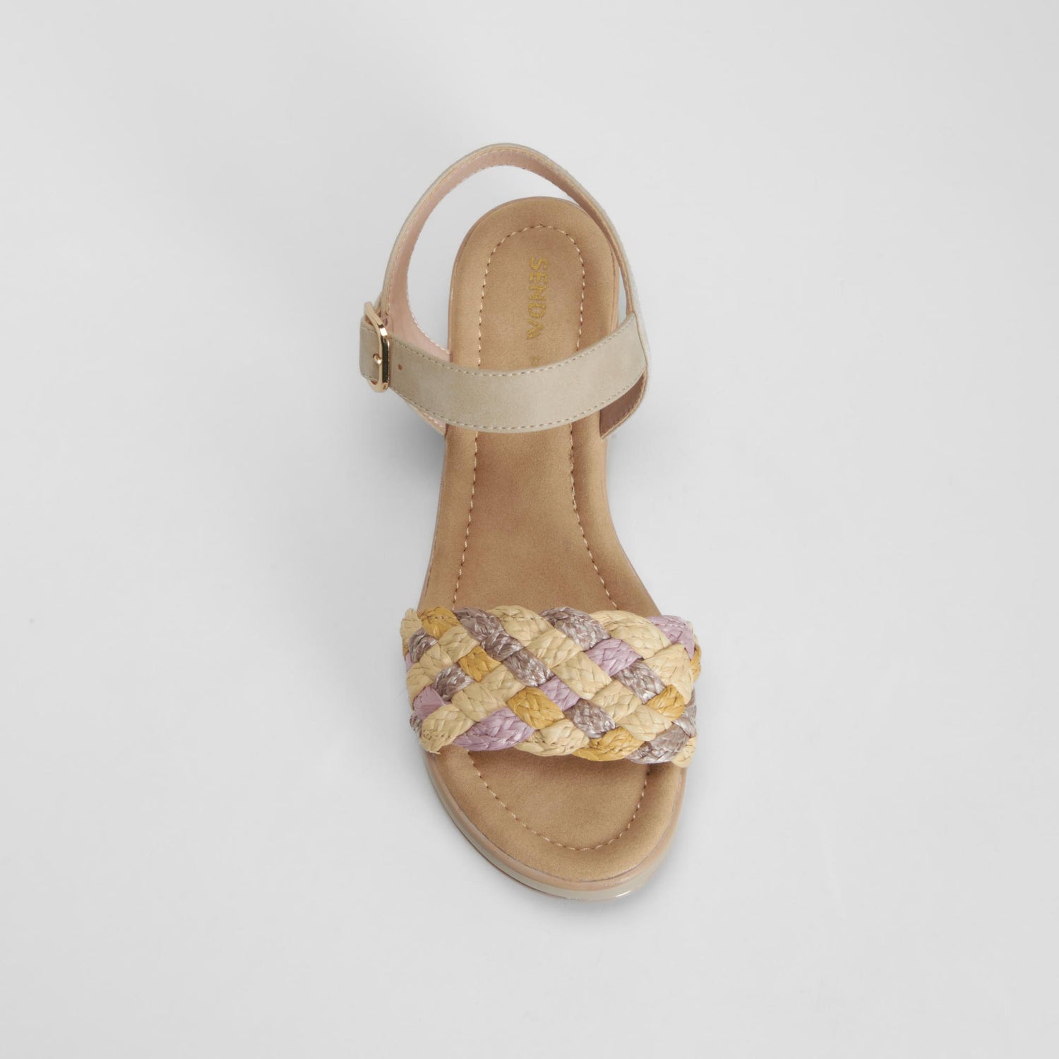 Sandalia cuña trenzada beige SENDA ROAD