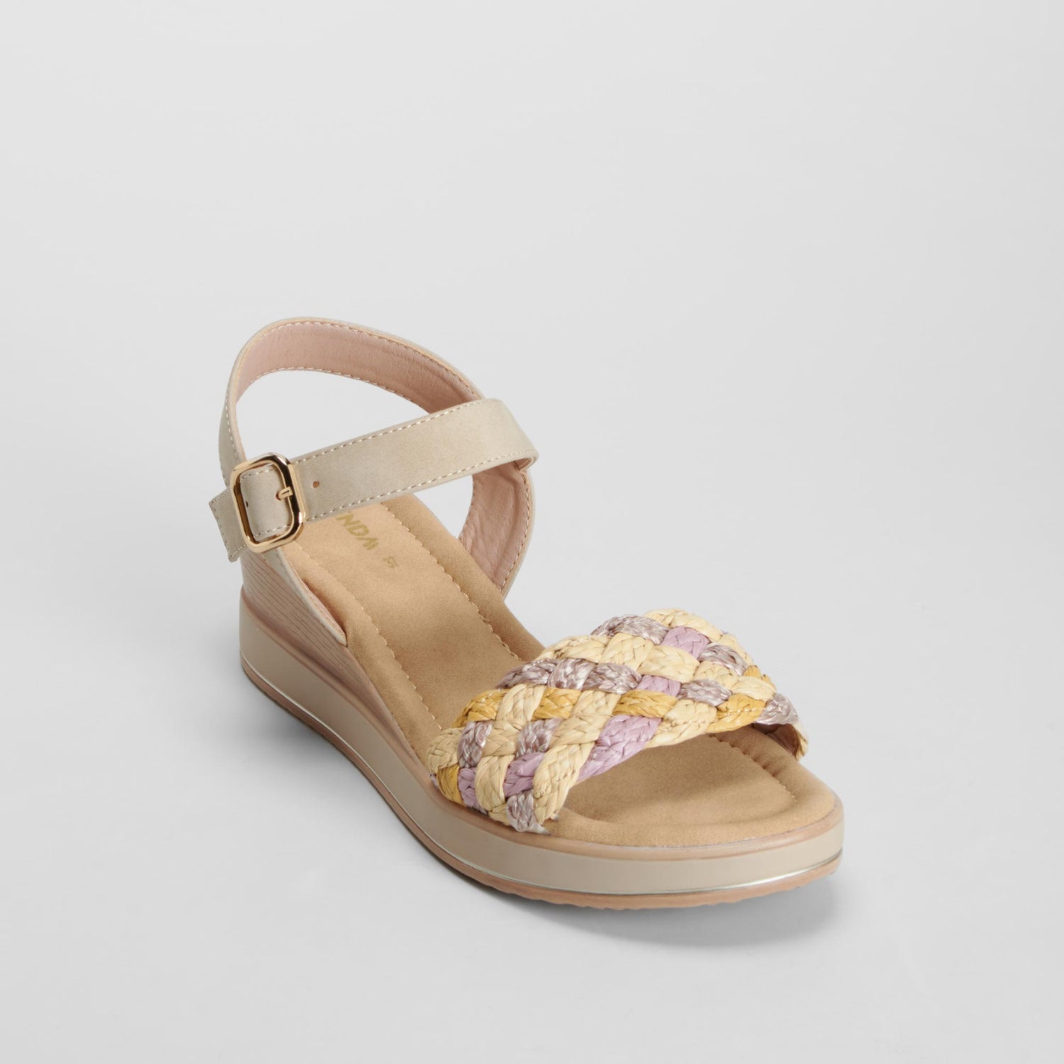Sandalia cuña trenzada beige SENDA ROAD