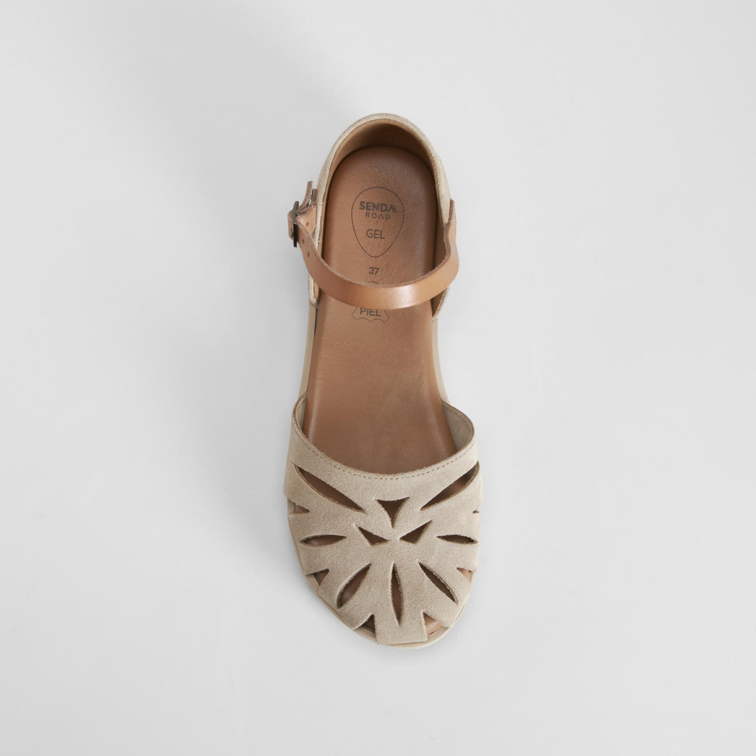 Sandalia plana piel beige SENDA ROAD