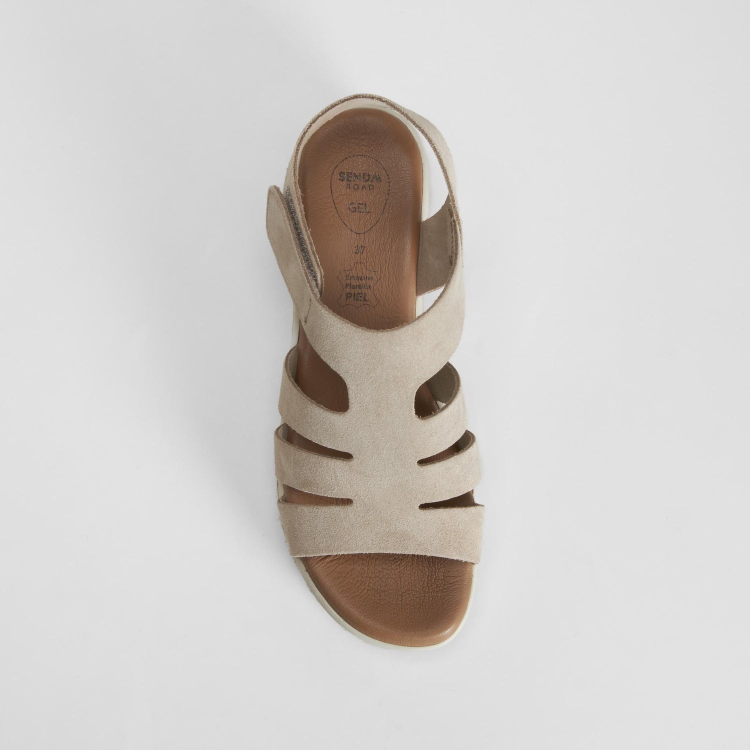 Sandalia cuña piel beige SENDA ROAD