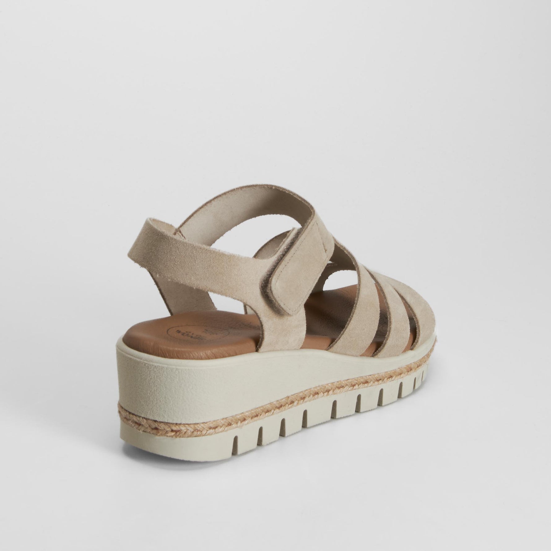 Sandalia cuña piel beige SENDA ROAD