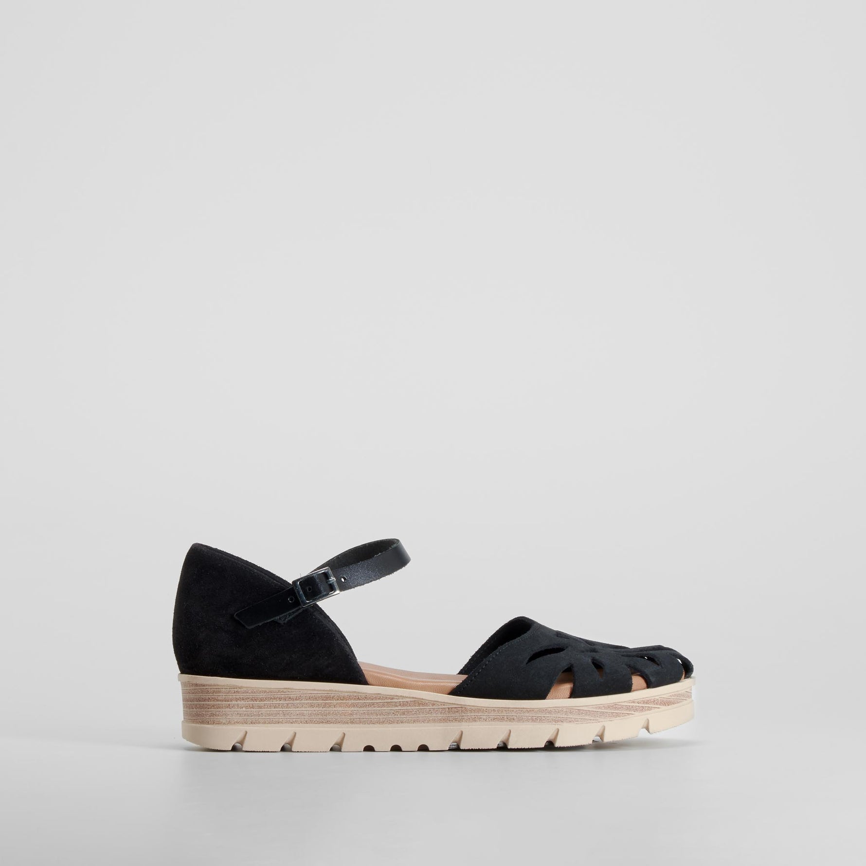 Sandalia negra piel SENDA ROAD