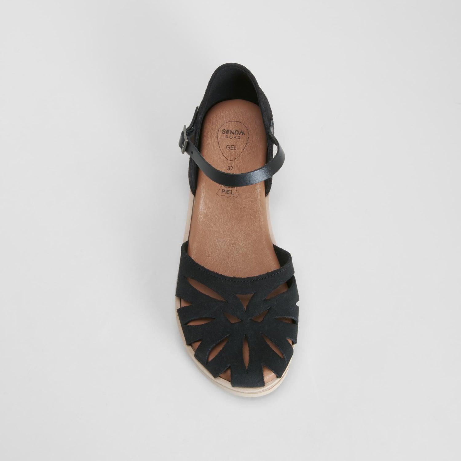 Sandalia negra piel SENDA ROAD