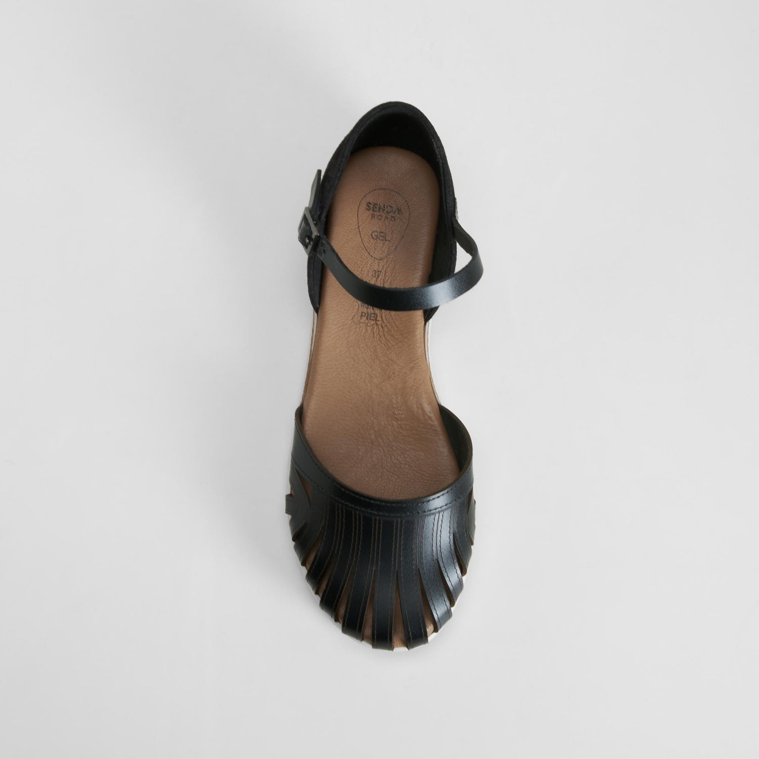 Sandalia negra plataforma piel SENDA ROAD