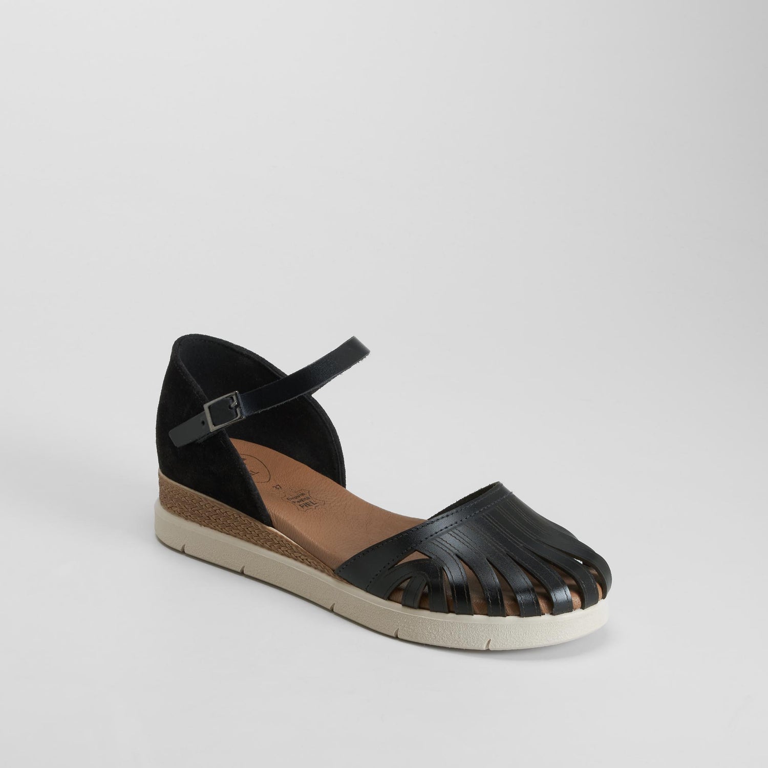 Sandalia negra plataforma piel SENDA ROAD