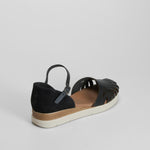 Sandalia negra plataforma piel SENDA ROAD