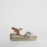 Sandalia cuña rafia piel multicolor SENDA ROAD