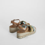 Sandalia cuña rafia piel multicolor SENDA ROAD