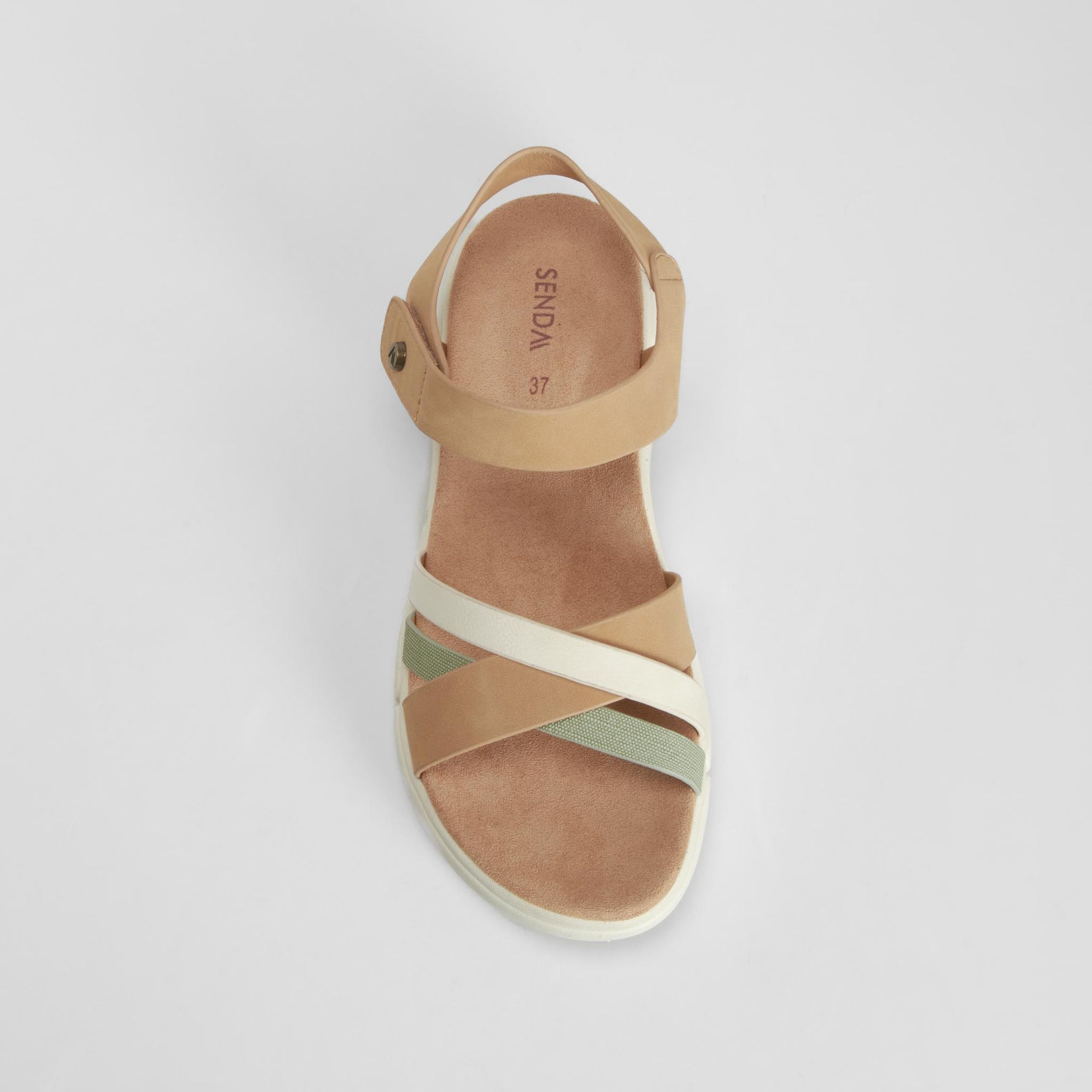Sandalia cuña tiras beige SENDA ROAD