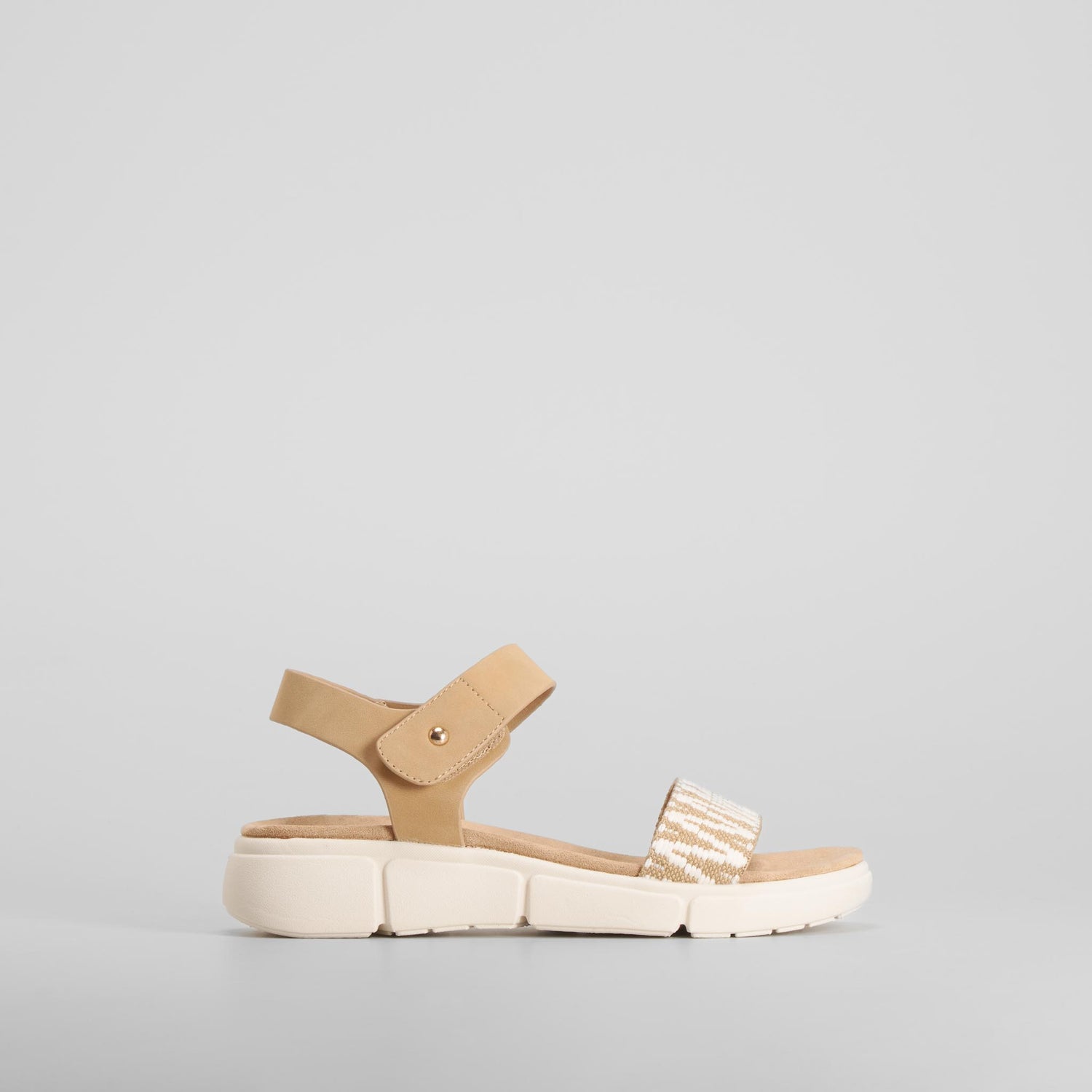 Sandalia cuña tira textil beige SENDA ROAD