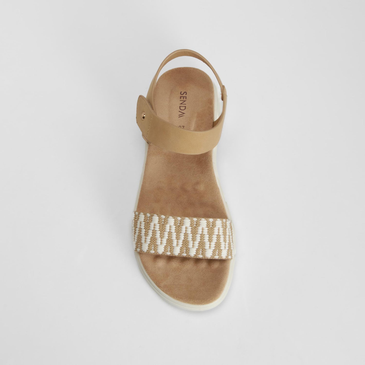 Sandalia cuña tira textil beige SENDA ROAD