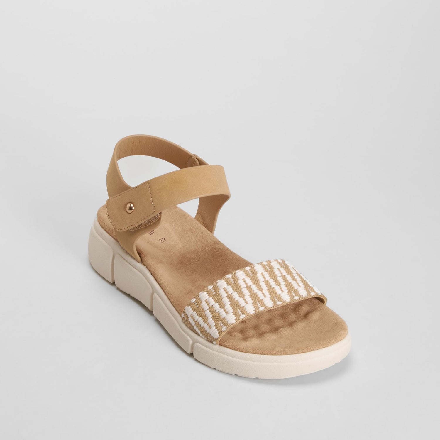 Sandalia cuña tira textil beige SENDA ROAD